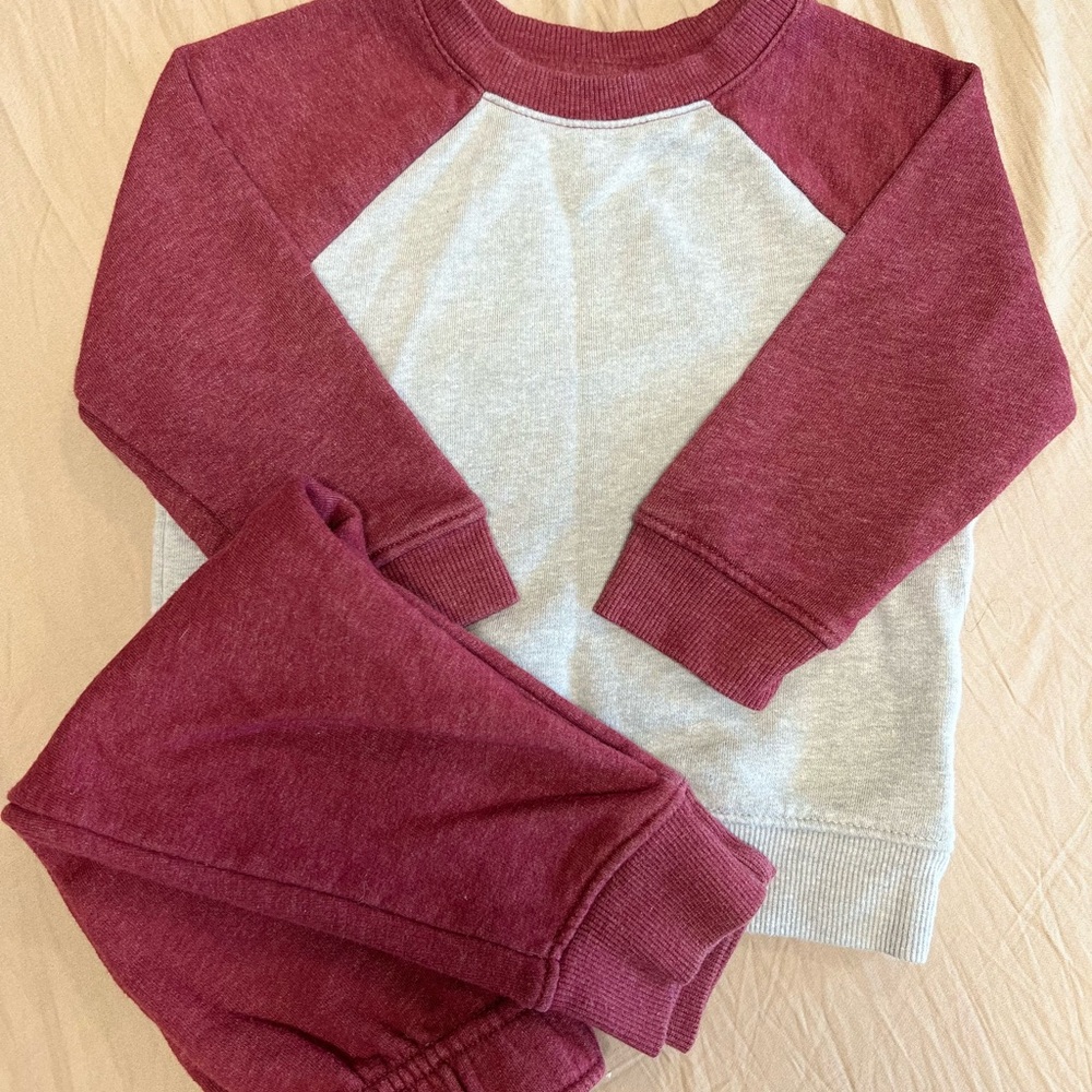 Cat & Jack Maroon and Gray Toddler Matching Set